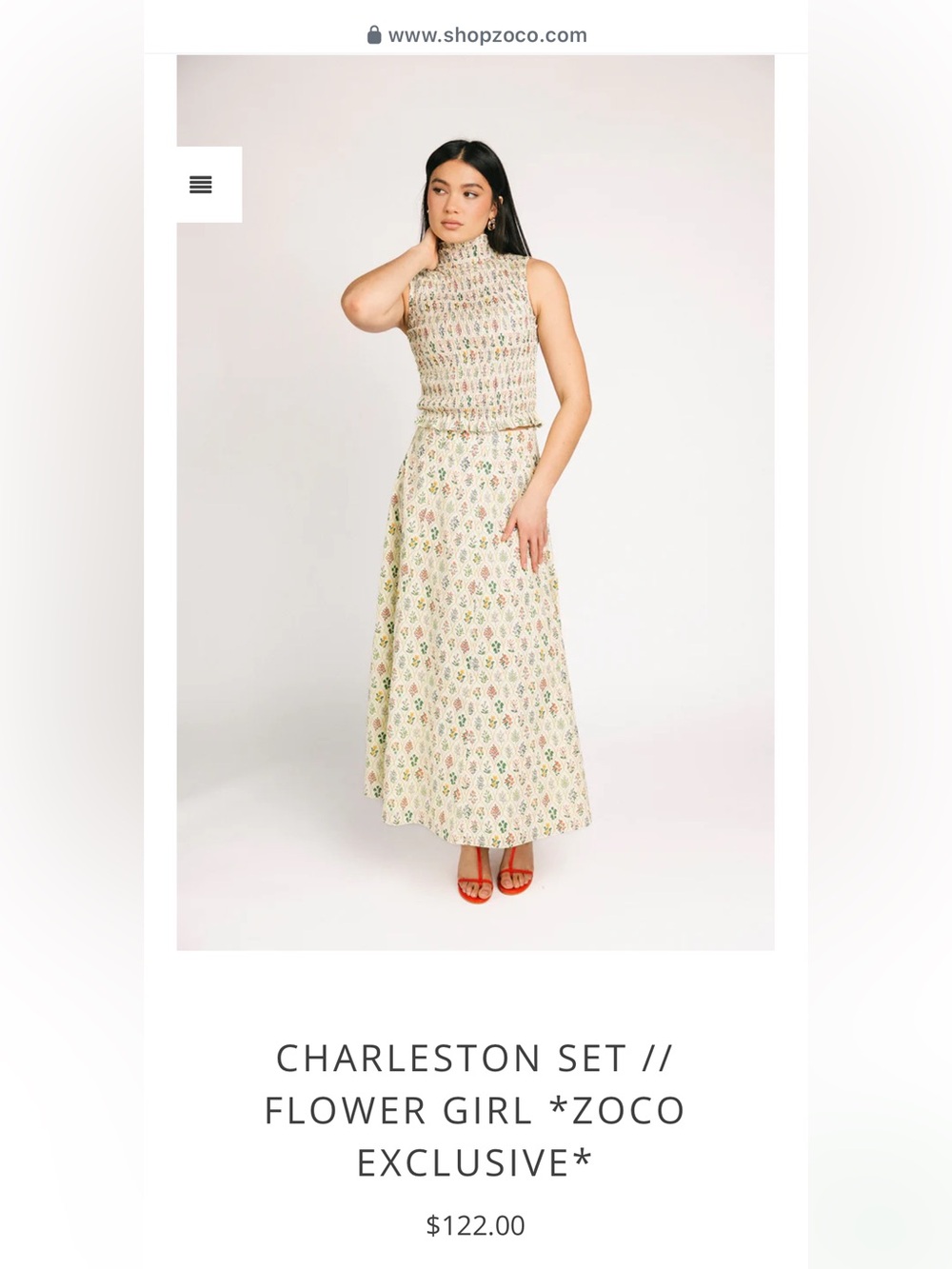 Zoco Exclusive Cream Floral Skirt Set